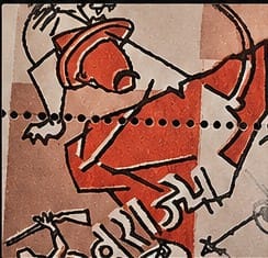 Macro close-up of the galloping horse figure on the Tilak Swaraj stamp artwork