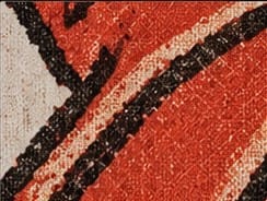 Extreme macro close-up of photogravure ink texture on the Tilak Swaraj stamp, showing printing cell pattern