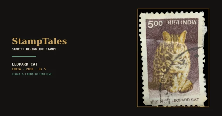 StampTales feature image: the Leopard Cat definitive beside the headline Not a leopard, not a cub, on a dark brand background.